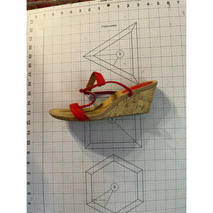 Women's Unbranded Red Beige Wedge Sandals